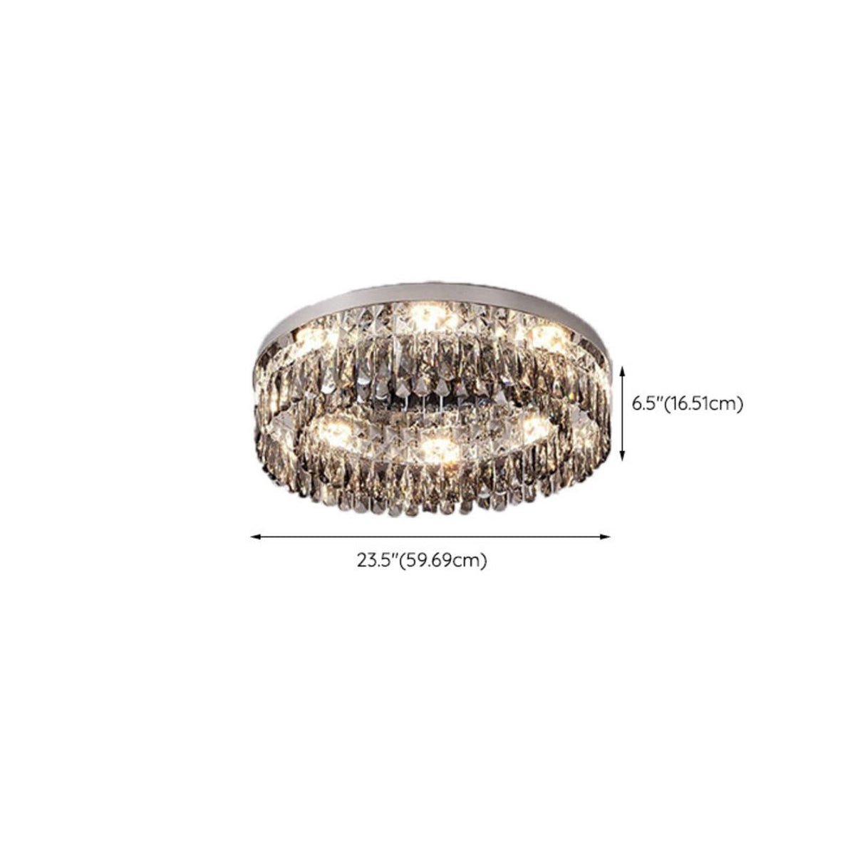 Flush Mount Round Transparent Crystal Ceiling Lamp Image - 14
