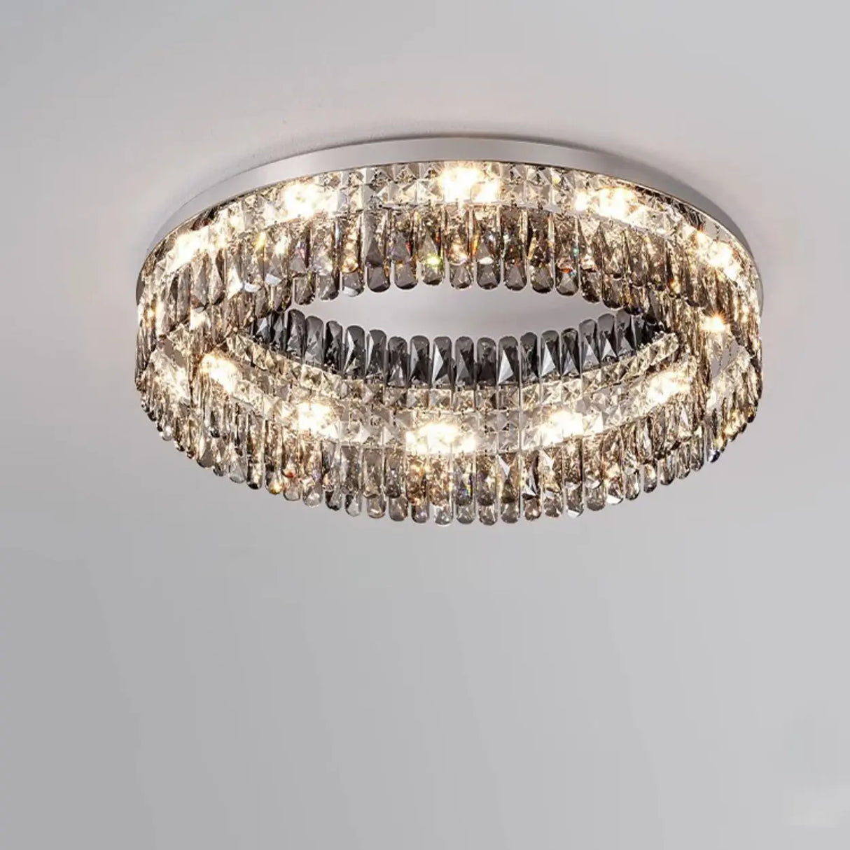 Flush Mount Round Transparent Crystal Ceiling Lamp Image - 4