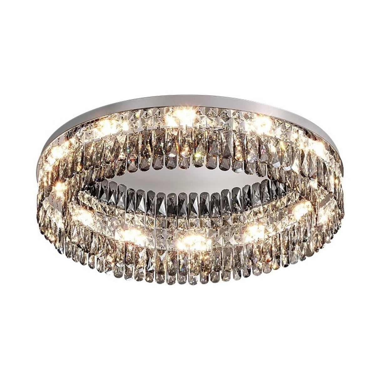 Flush Mount Round Transparent Crystal Ceiling Lamp Image - 9