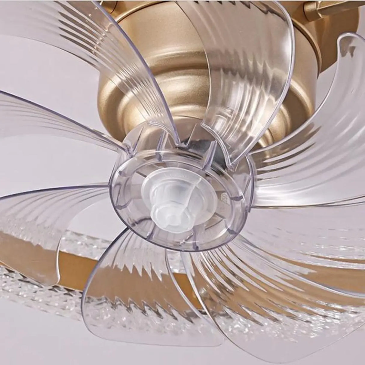 Flush Round Crystal Modern LED Ceiling Fan with Light Image - 5