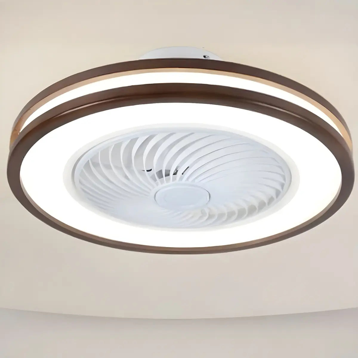 Flush Simple Round Remote Bladeless Ceiling Fan Light Image - 1