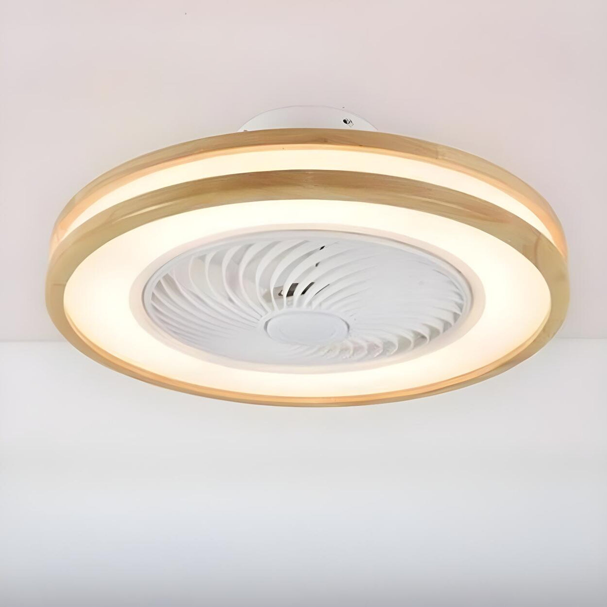 Flush Simple Round Remote Bladeless Ceiling Fan Light Image - 16