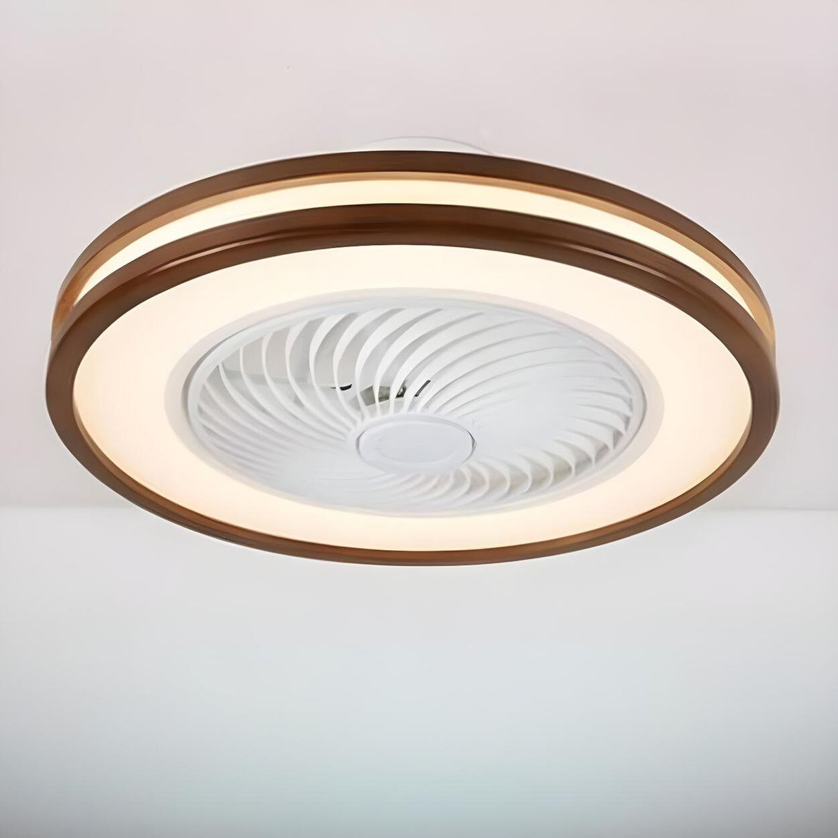 Flush Simple Round Remote Bladeless Ceiling Fan Light Image - 17