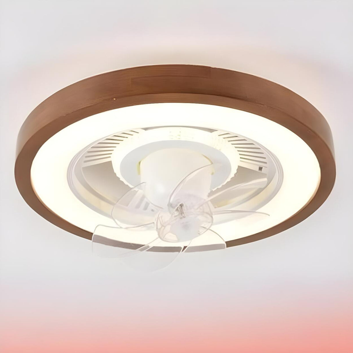 Flush Simple Round Remote Bladeless Ceiling Fan Light Image - 19