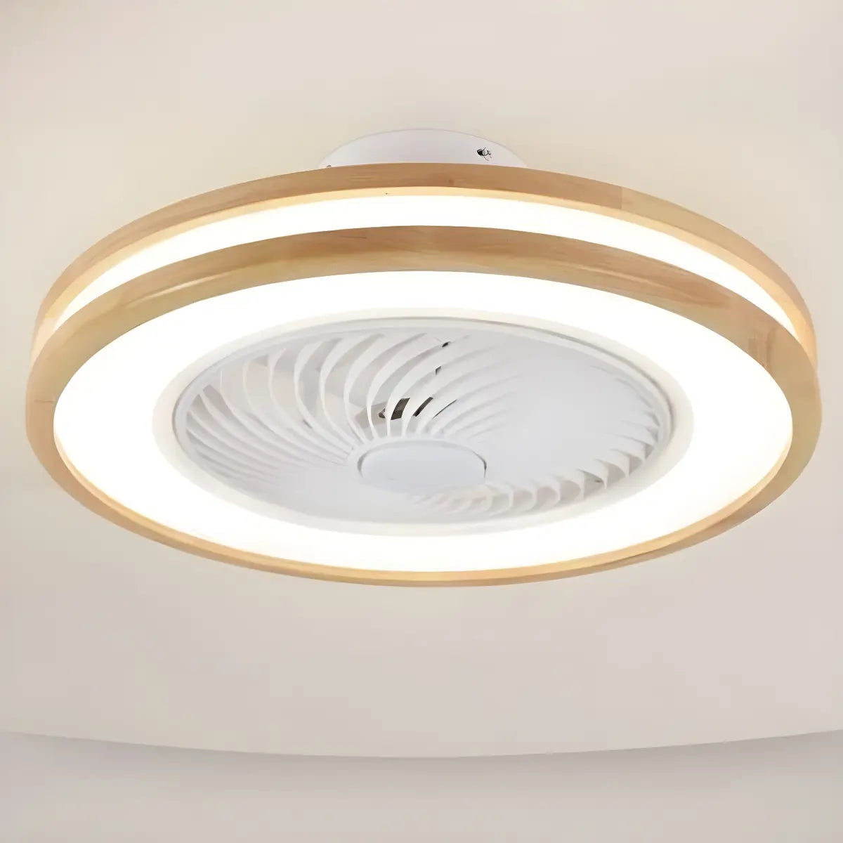 Flush Simple Round Remote Bladeless Ceiling Fan Light Image - 2