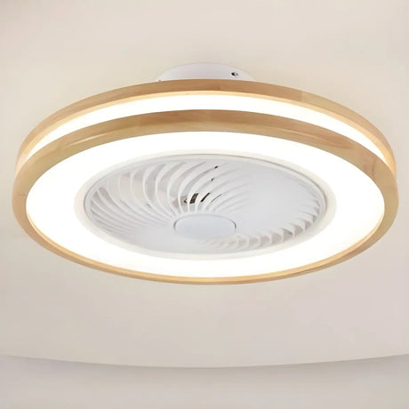 Flush Simple Round Remote Bladeless Ceiling Fan Light Image - 2