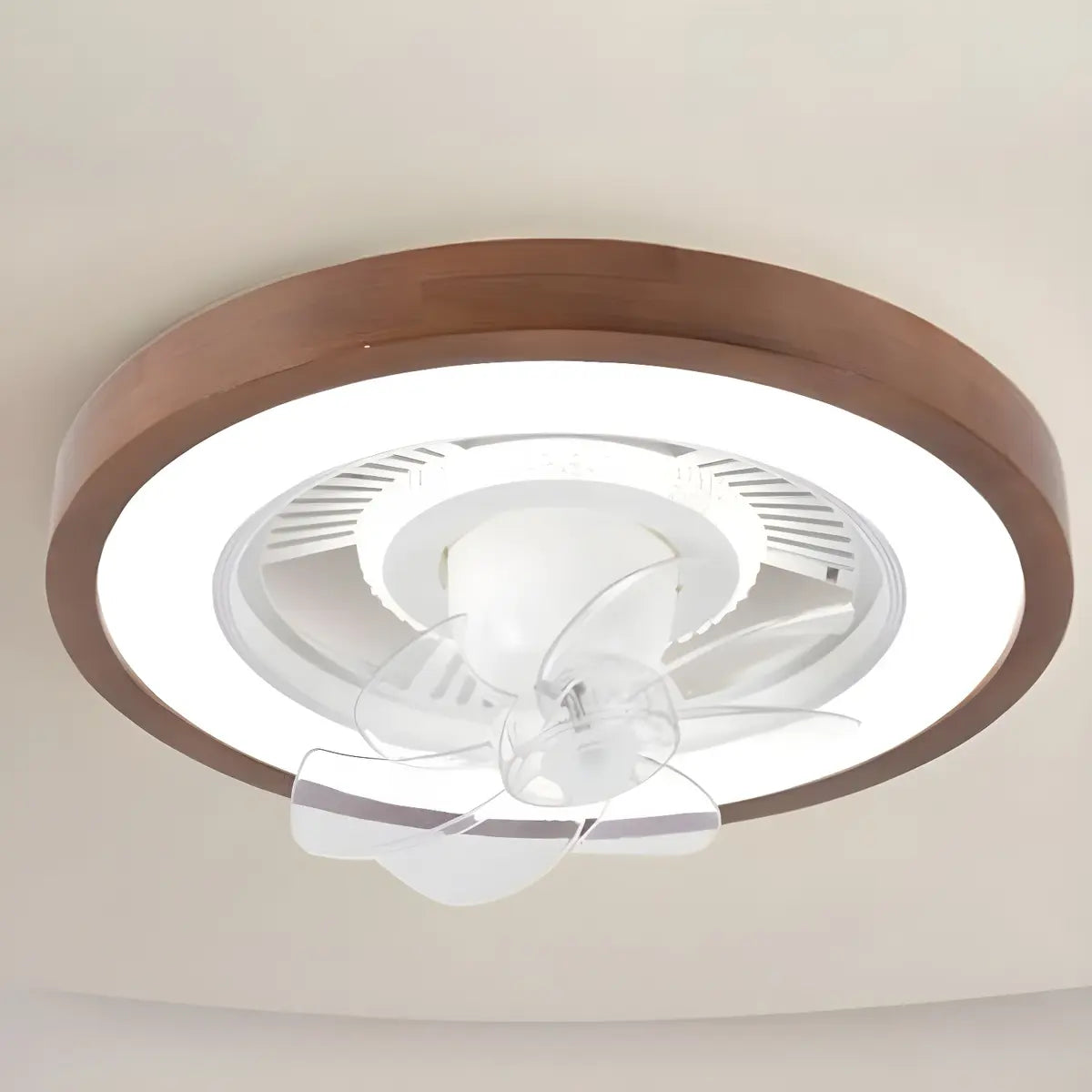 Flush Simple Round Remote Bladeless Ceiling Fan Light Image - 3