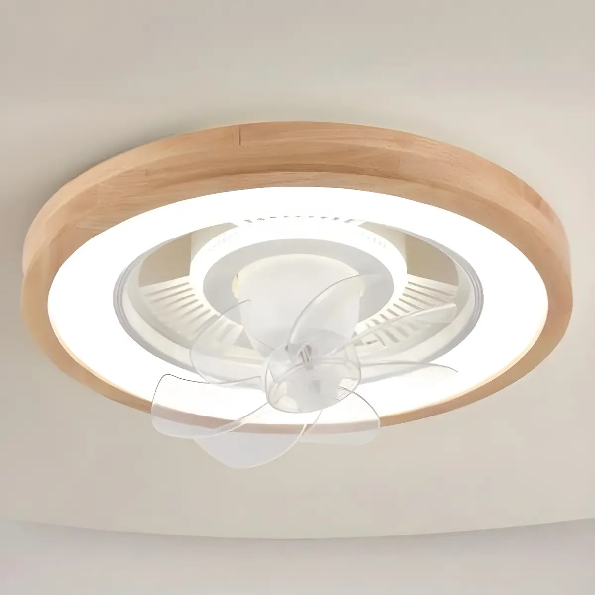 Flush Simple Round Remote Bladeless Ceiling Fan Light Image - 4
