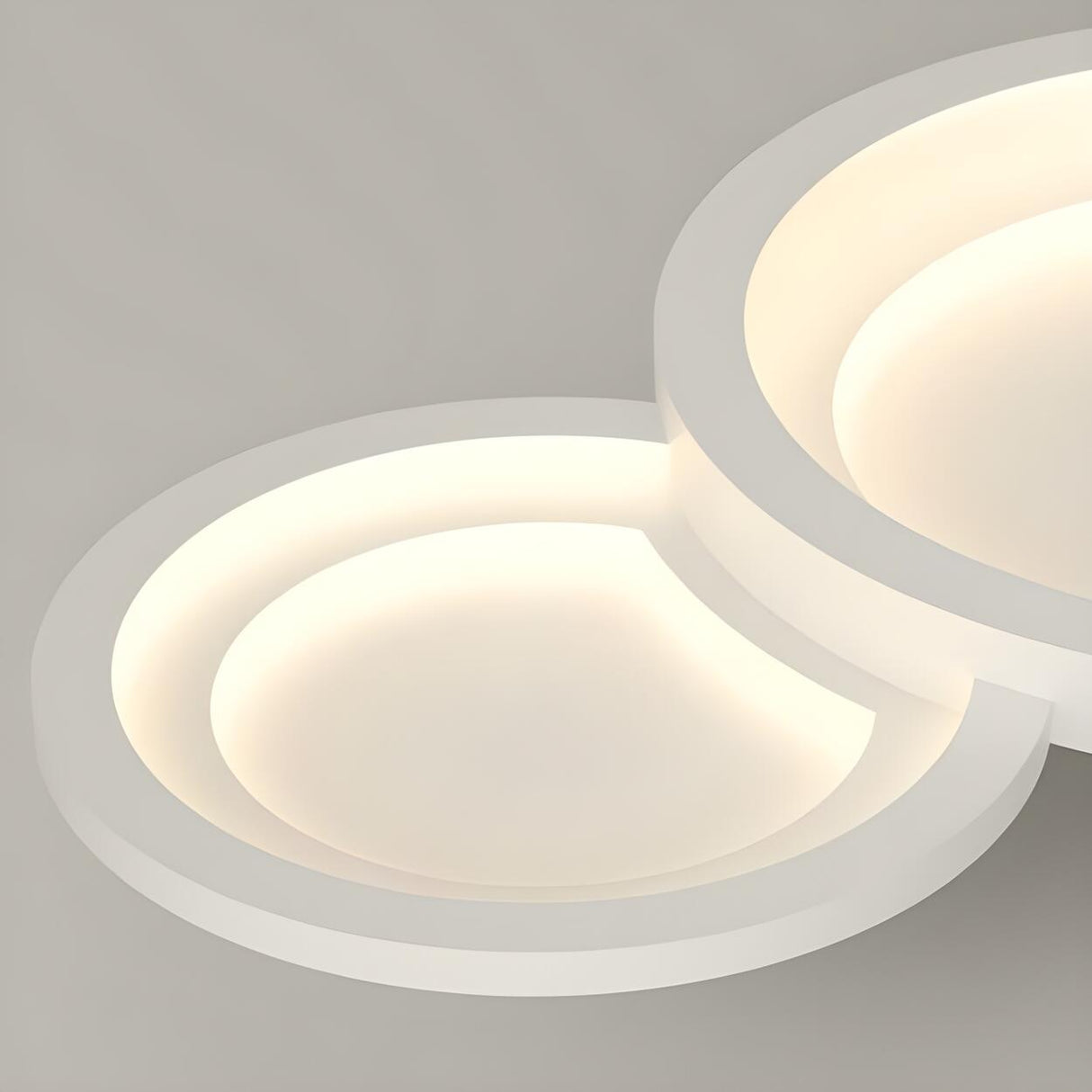 Flush White Geometric Bladeless Ceiling Fan with Light Image - 10