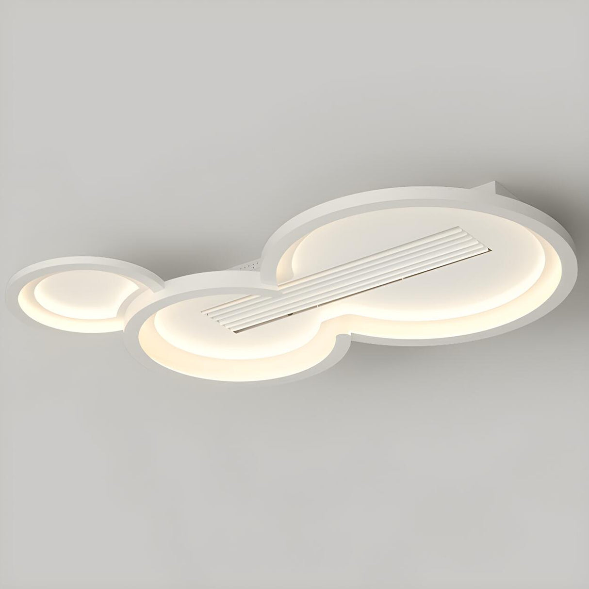 Flush White Geometric Bladeless Ceiling Fan with Light Image - 12