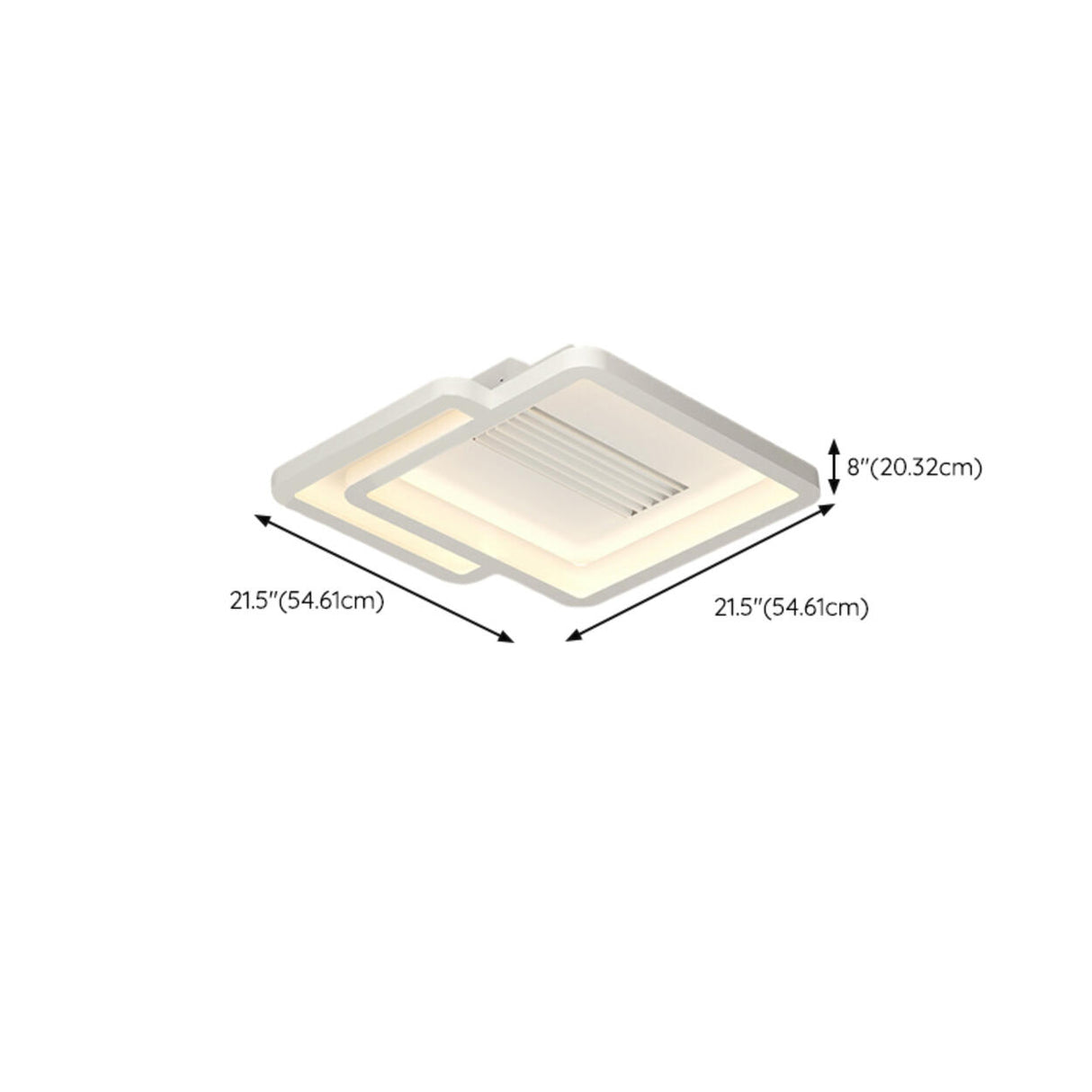 Flush White Geometric Bladeless Ceiling Fan with Light Image - 18