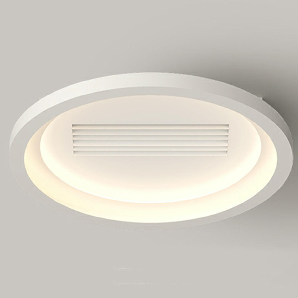 Flush White Geometric Bladeless Ceiling Fan with Light Image - 5
