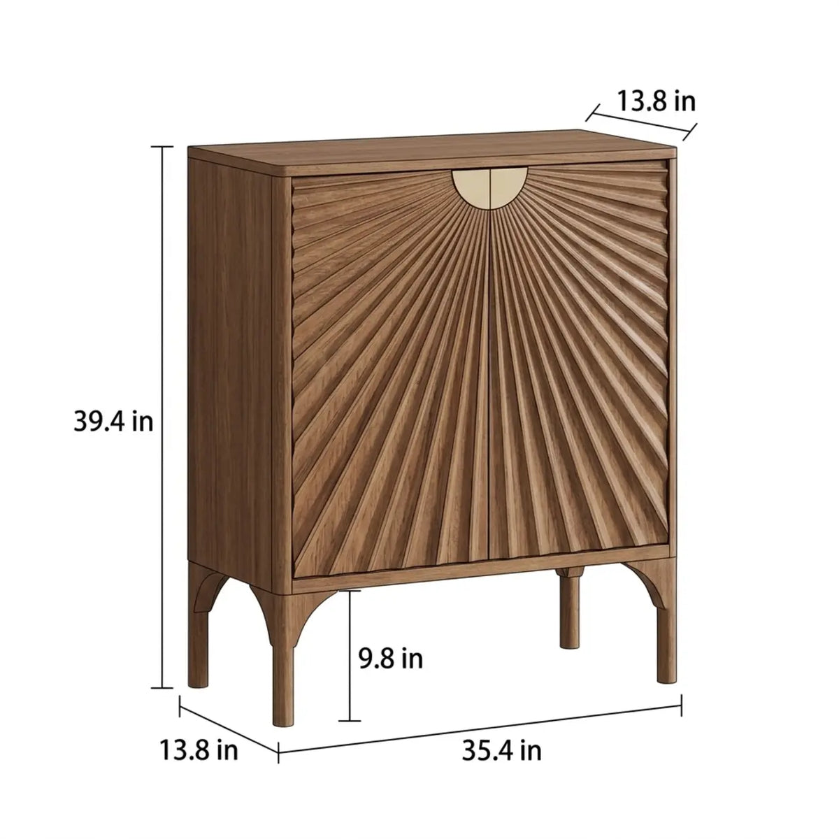 Fluted Console Table with Storage 2 Door Entryway Cabinet Image - 9