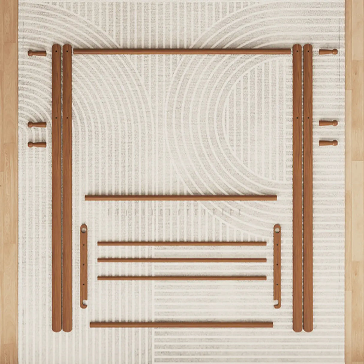 Foldable Beech Wood Nut-Brown Shelves Hooks Coat Rack Image - 19