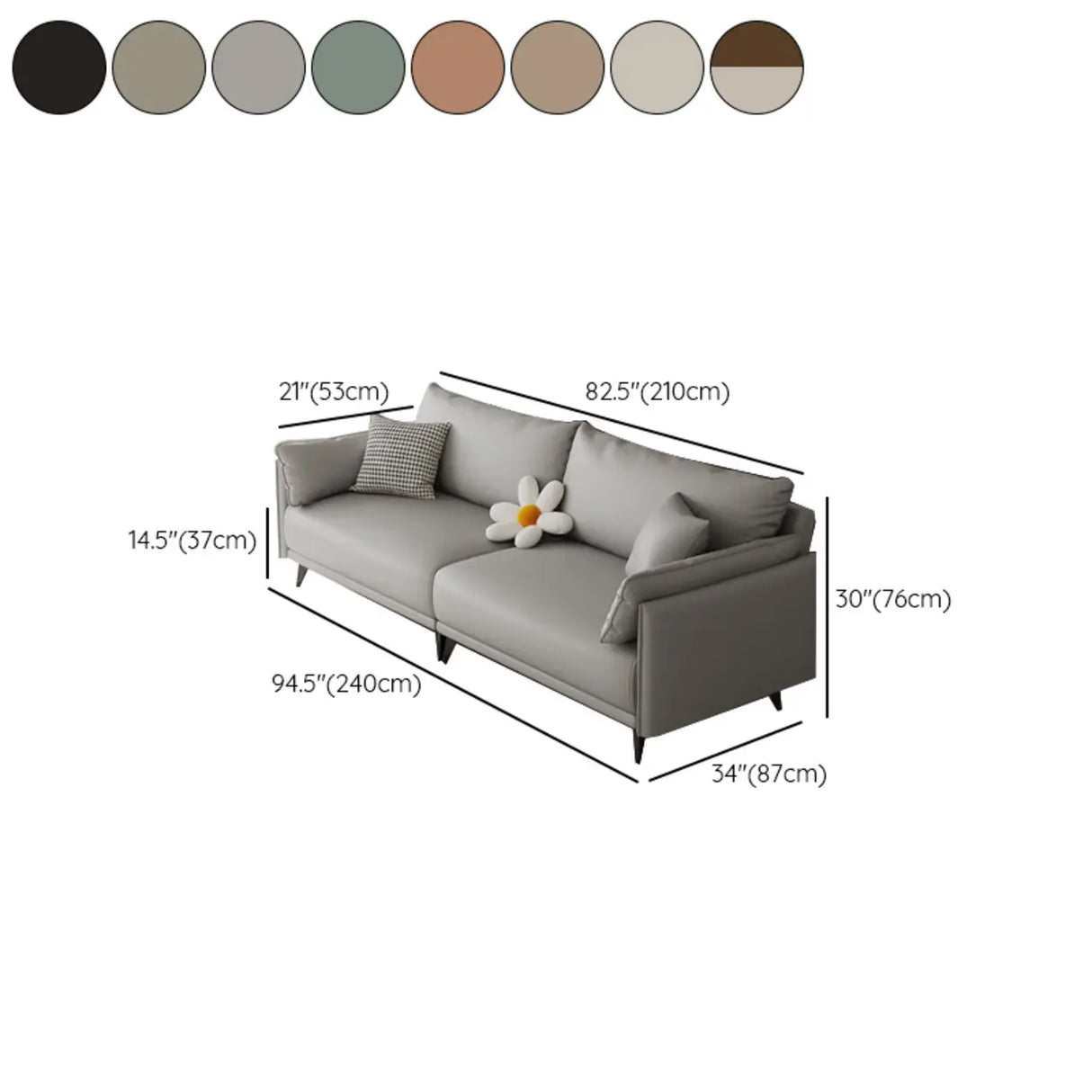 Foldable Beige Leather Square Arm Pillow Back Sleeper