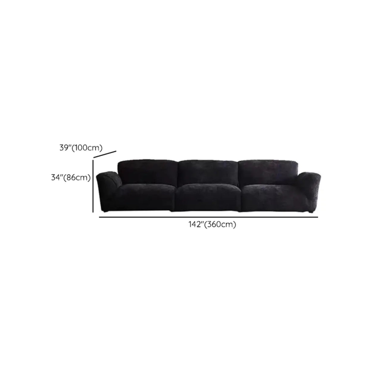Foldable Black Chenille Square Arm Reclining Sofa Image - 18