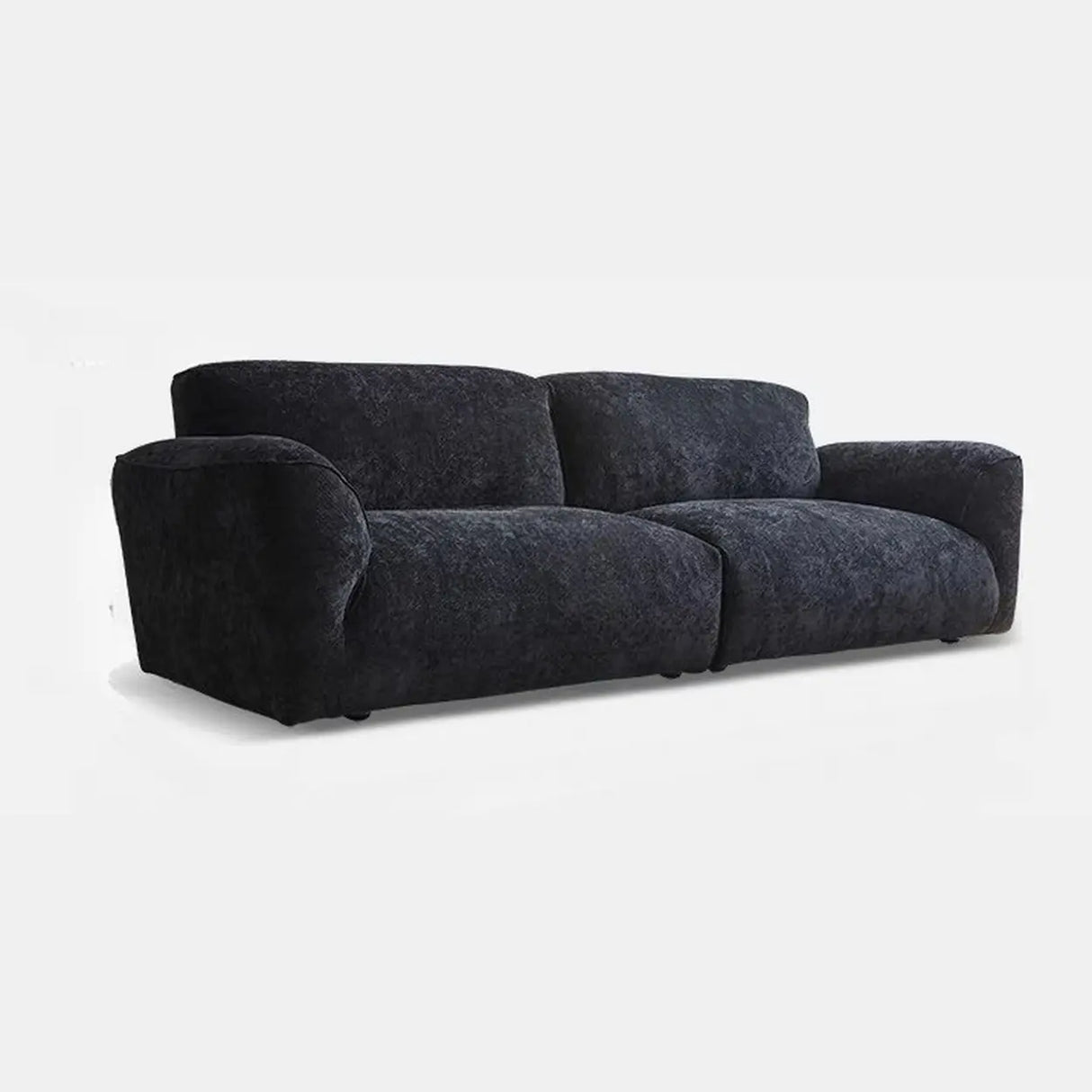 Foldable Black Chenille Square Arm Reclining Sofa Image - 4