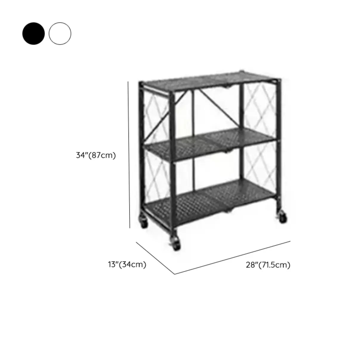 Foldable Black Steel Microwave Shelf Baker's Rack