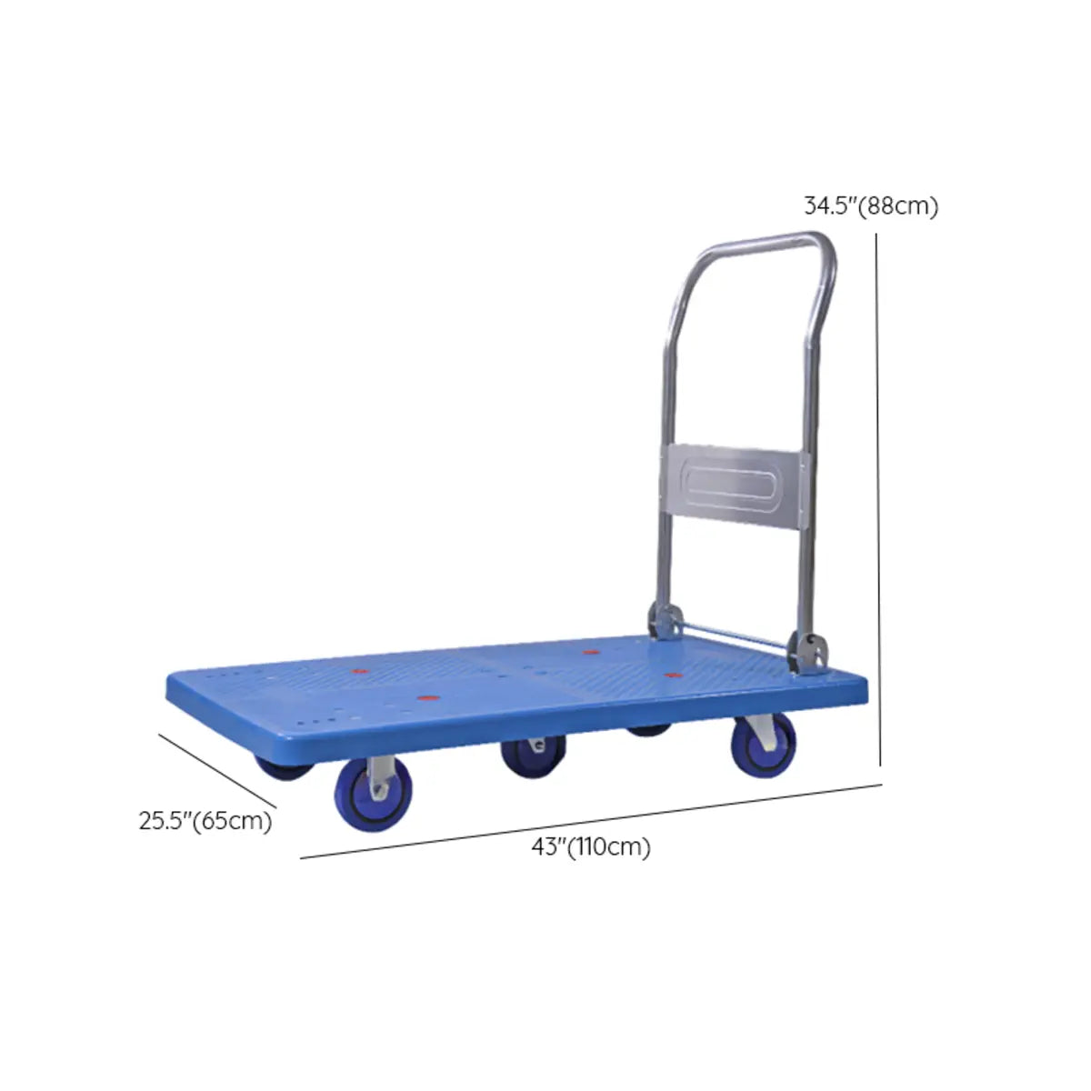 Foldable Blue Powder Coated Finish Casters Utility Cart
