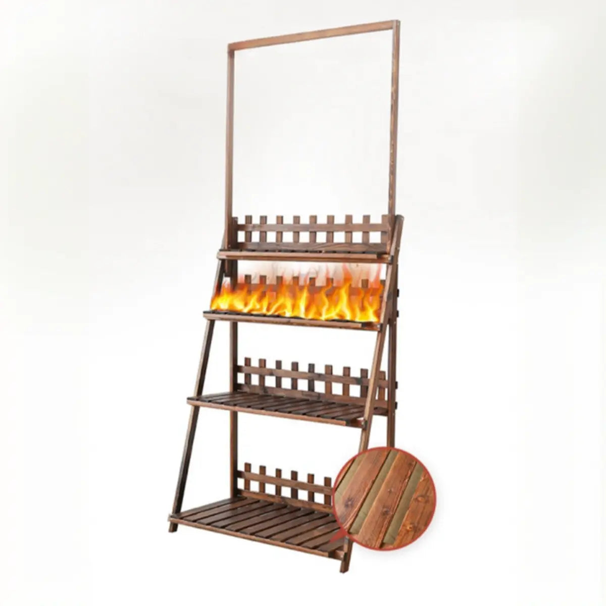 Foldable Brown Floor Wood Ladder Crate Pine Plant Stand Image - 10