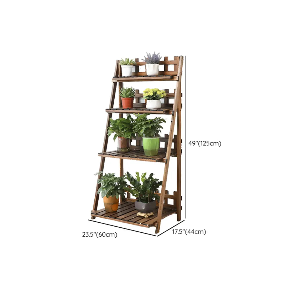 Foldable Brown Floor Wood Ladder Crate Pine Plant Stand Image - 33