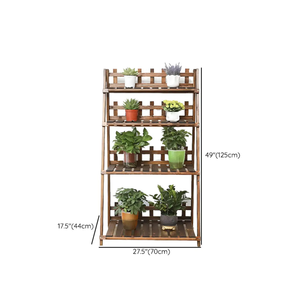 Foldable Brown Floor Wood Ladder Crate Pine Plant Stand Image - 34