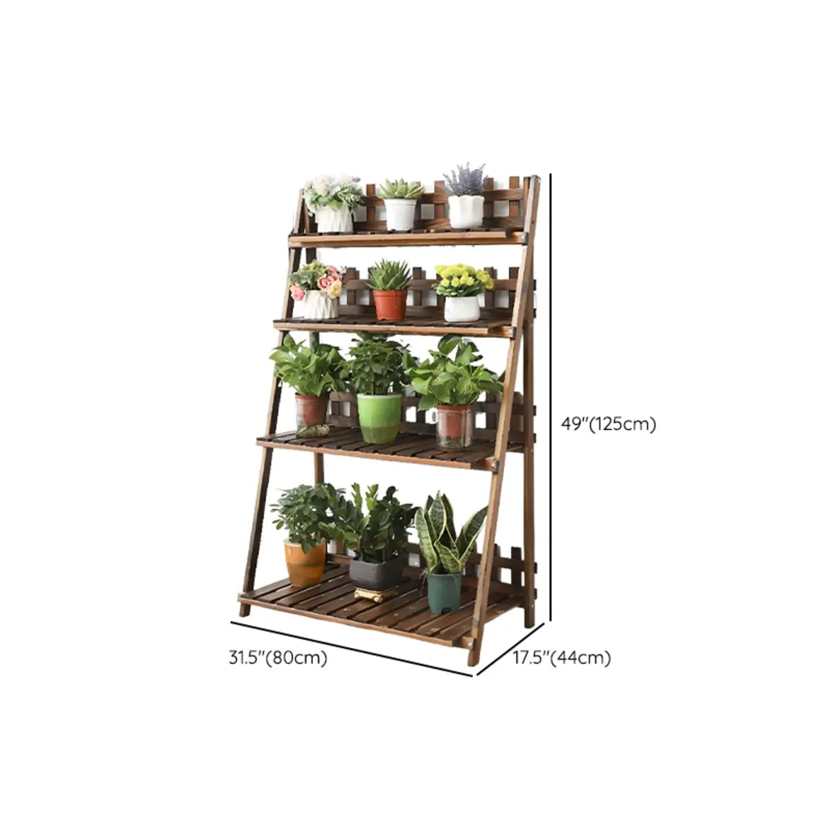 Foldable Brown Floor Wood Ladder Crate Pine Plant Stand Image - 35