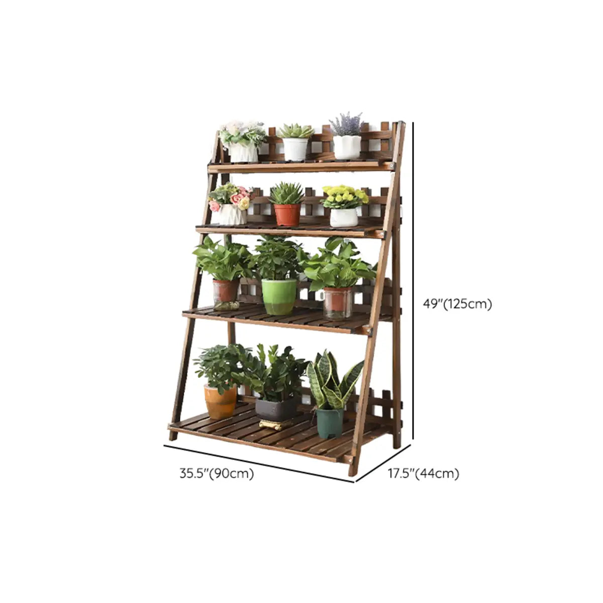 Foldable Brown Floor Wood Ladder Crate Pine Plant Stand Image - 36
