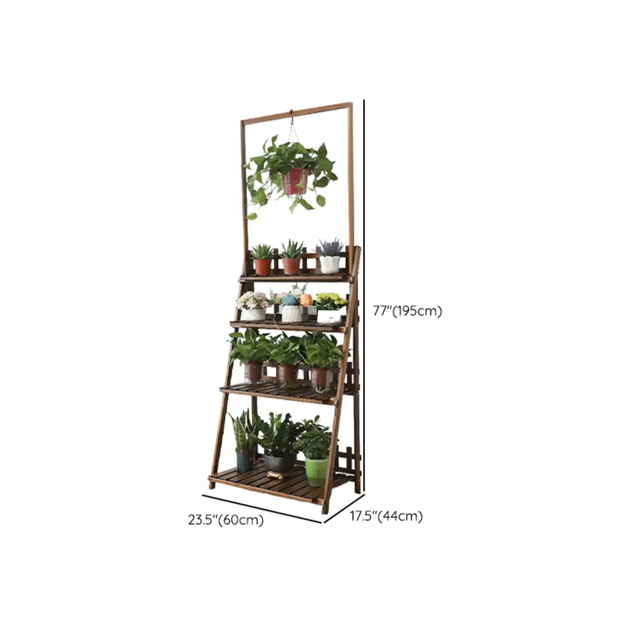 Foldable Brown Floor Wood Ladder Crate Pine Plant Stand Image - 38