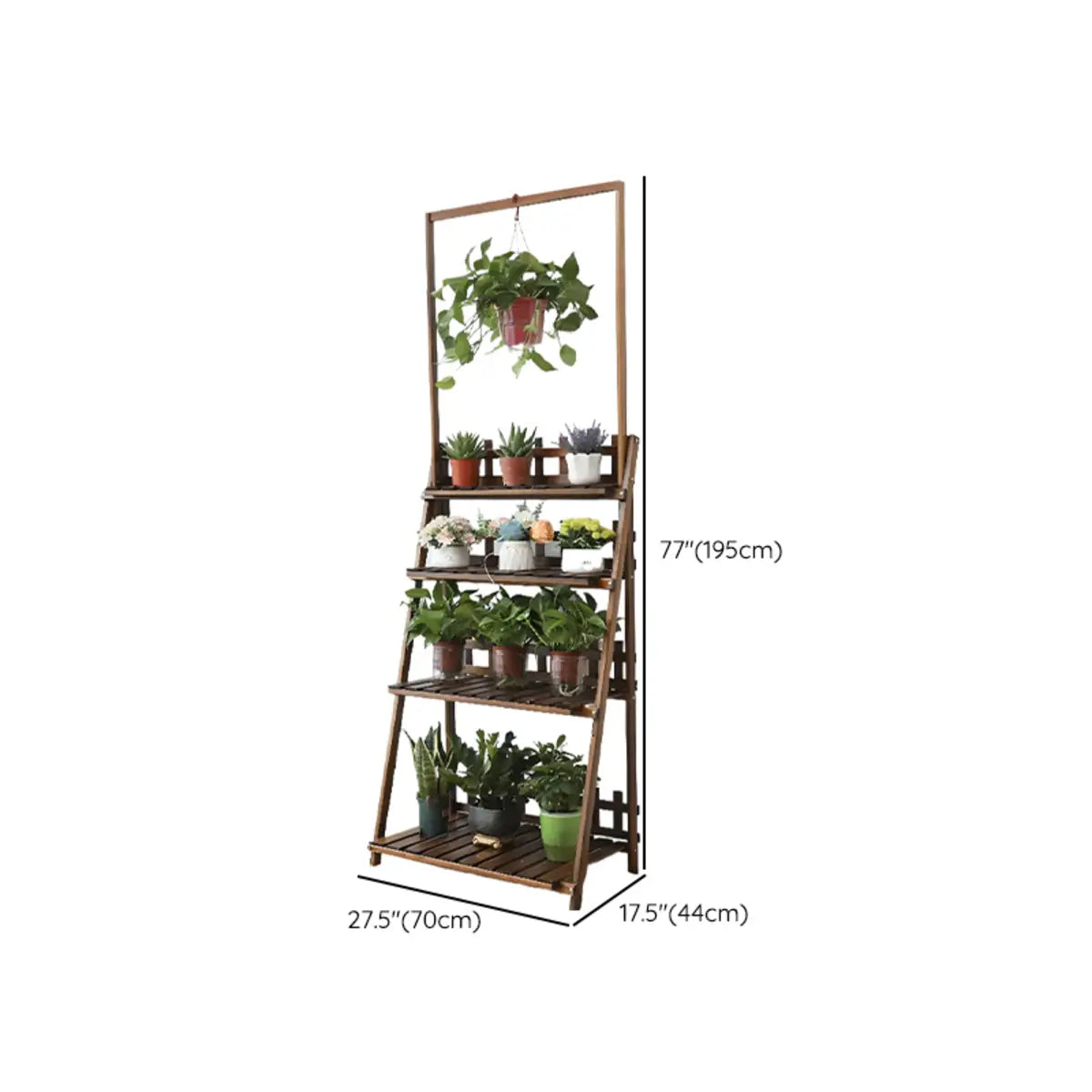 Foldable Brown Floor Wood Ladder Crate Pine Plant Stand Image - 39