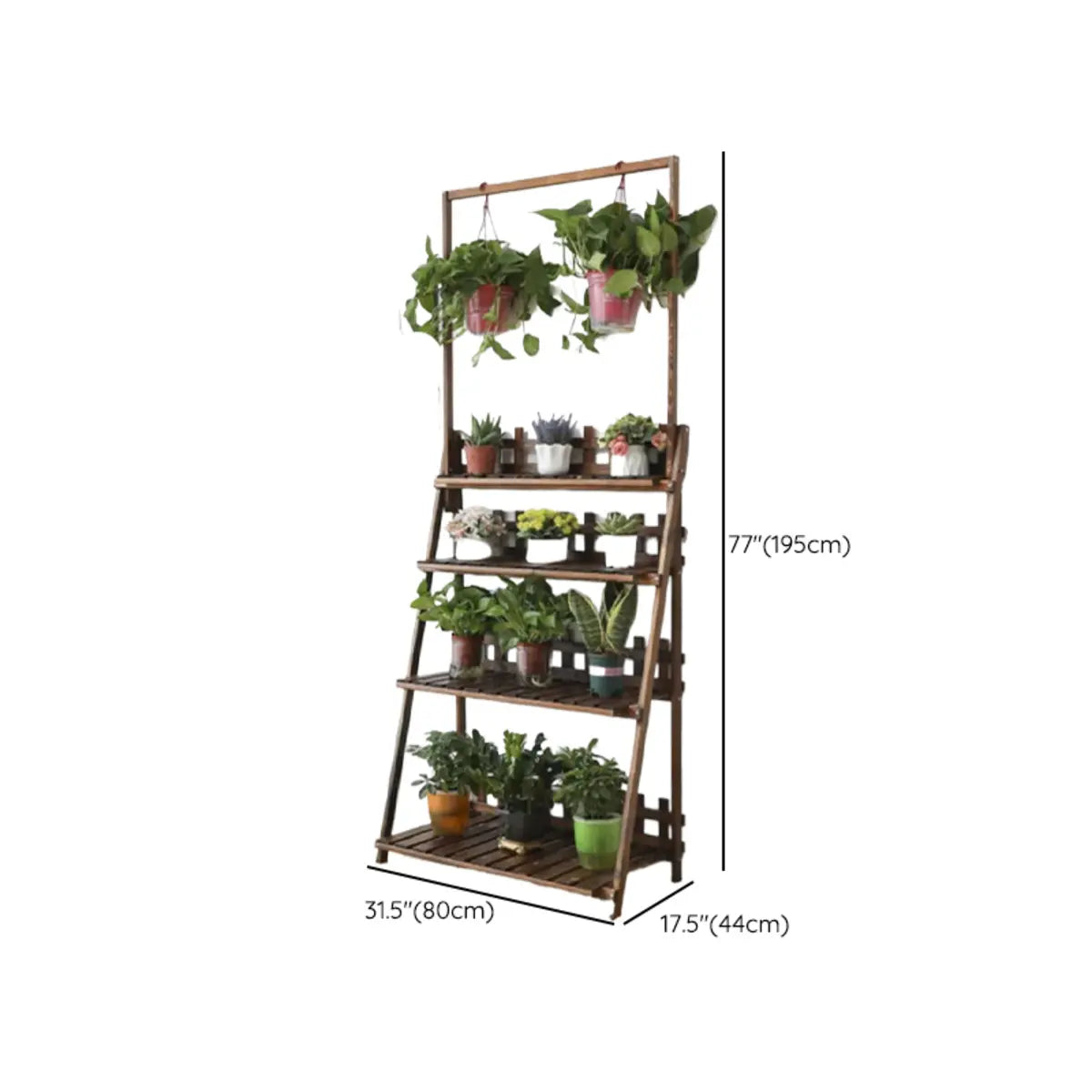 Foldable Brown Floor Wood Ladder Crate Pine Plant Stand Image - 40