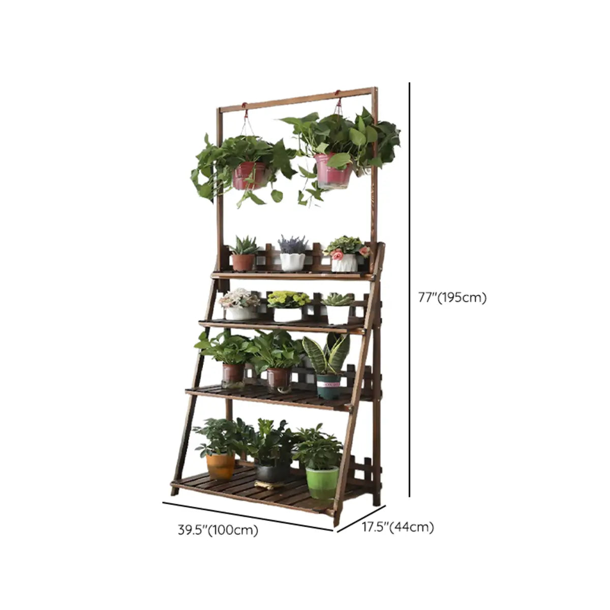 Foldable Brown Floor Wood Ladder Crate Pine Plant Stand Image - 42