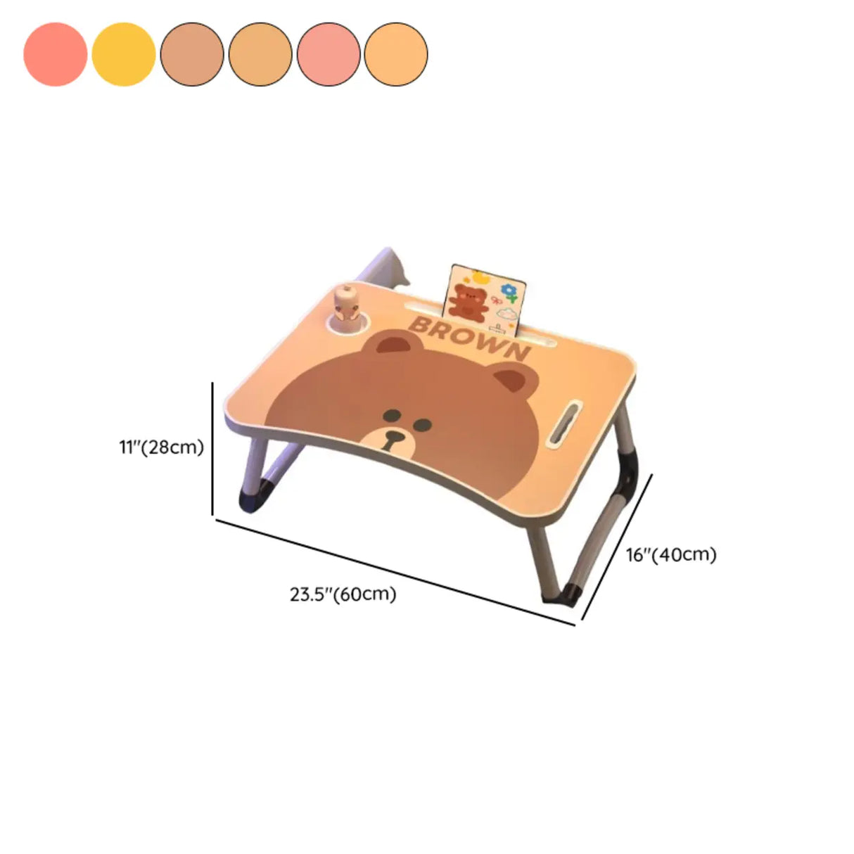 Foldable Cartoon Pattern Wood Top Metal Kids Bed Desk