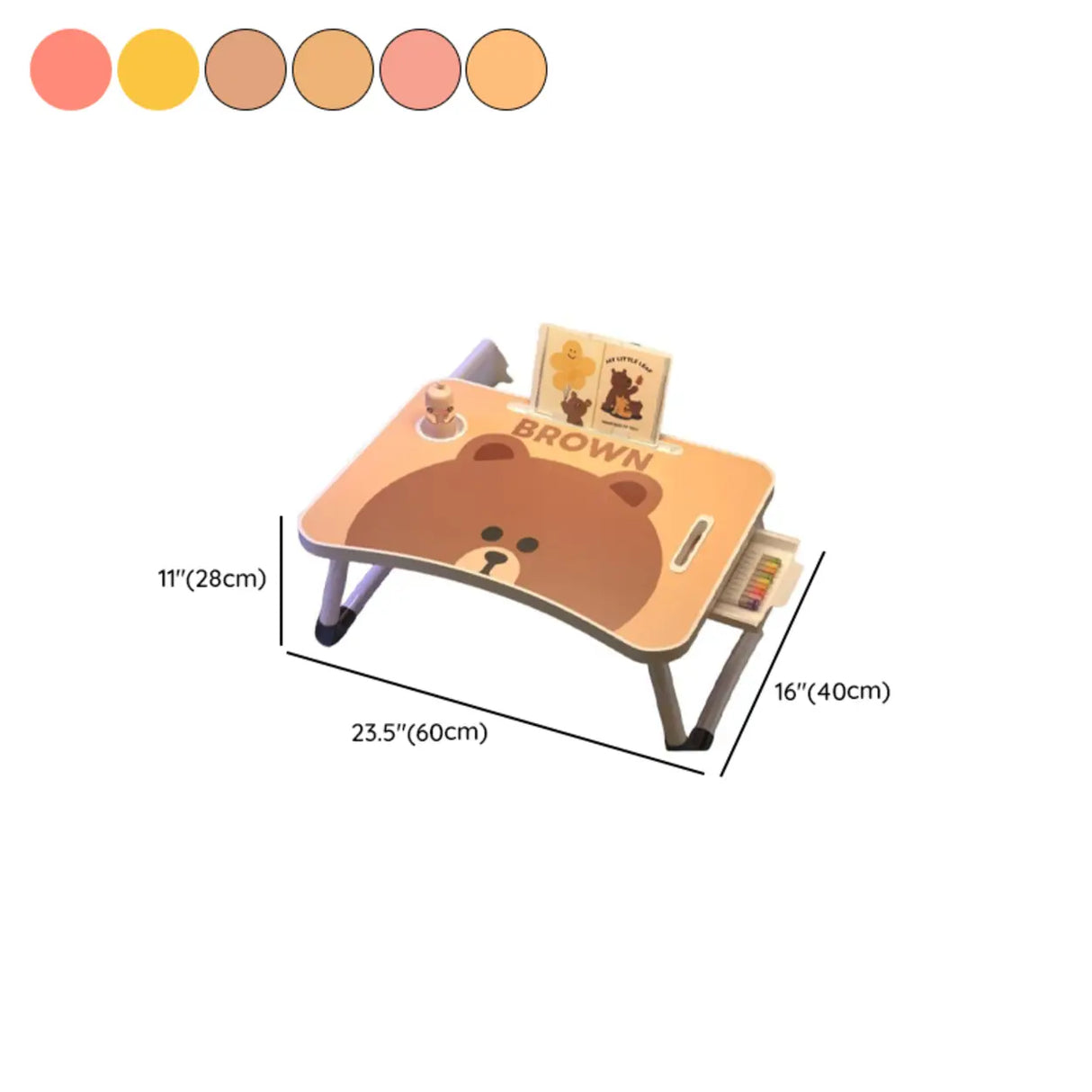 Foldable Cartoon Pattern Wood Top Metal Kids Bed Desk Image - 41