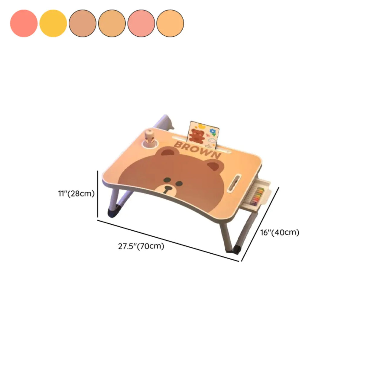 Foldable Cartoon Pattern Wood Top Metal Kids Bed Desk Image - 43