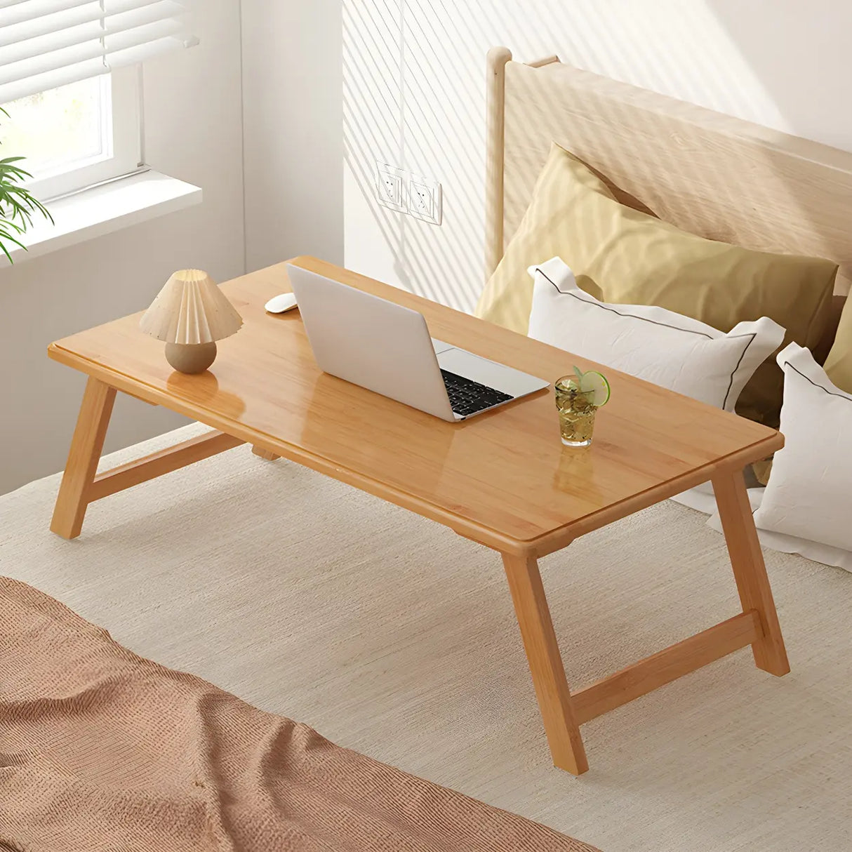 Foldable Collapsible Wood Rectangular Coffee Table Image - 10