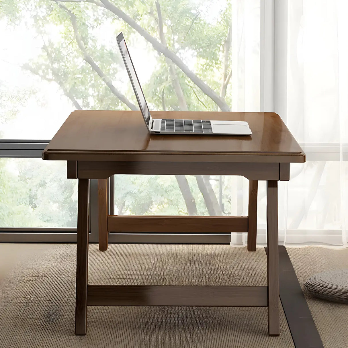 Foldable Collapsible Wood Rectangular Coffee Table Image - 9