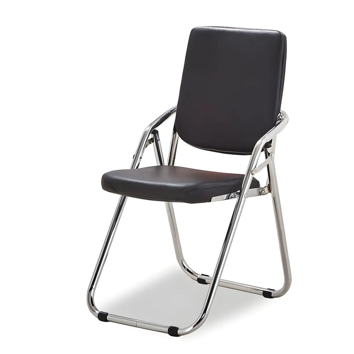 Foldable Metal Dining Side Chair with Silver Leg Image - 1