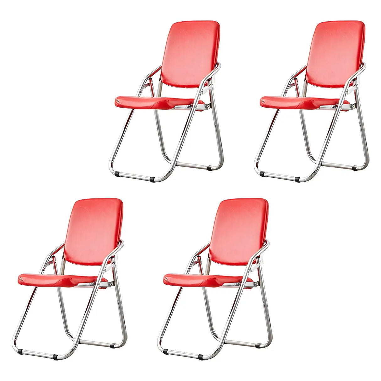 Foldable Metal Dining Side Chair with Silver Leg Image - 12
