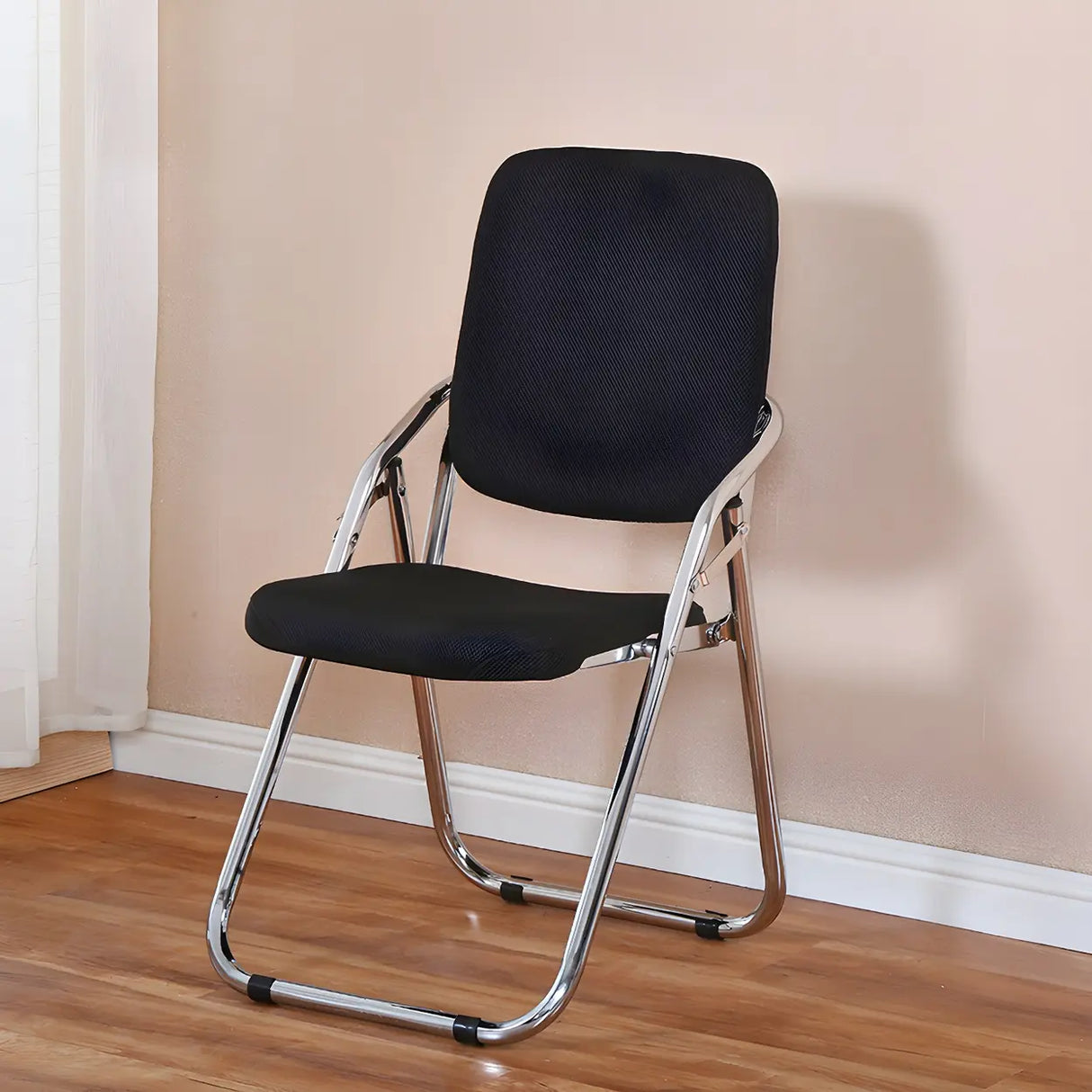 Foldable Metal Dining Side Chair with Silver Leg Image - 13