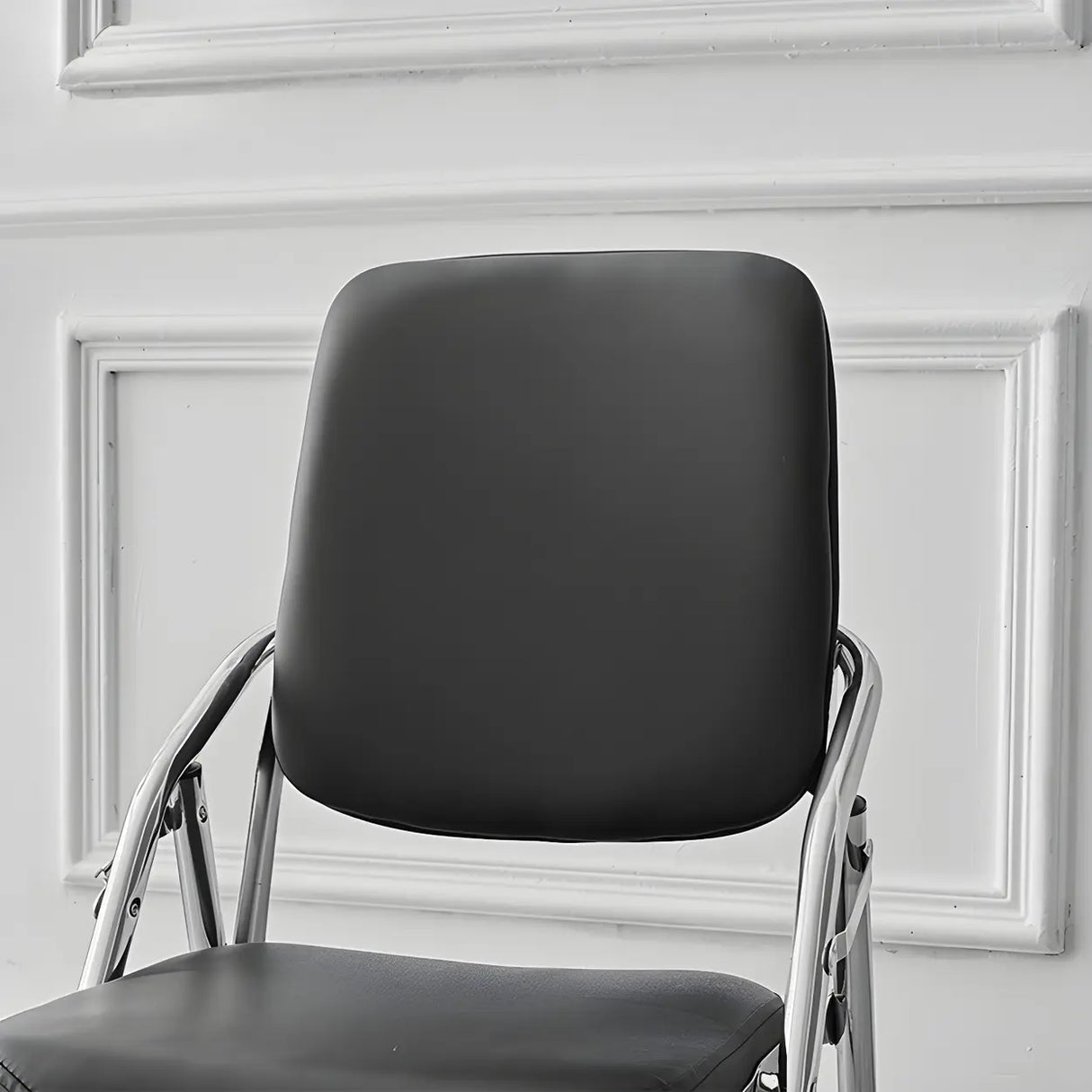 Foldable Metal Dining Side Chair with Silver Leg Image - 14