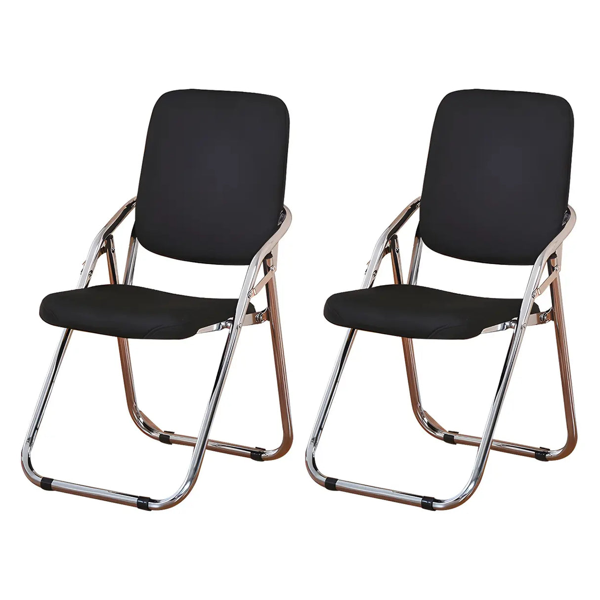 Foldable Metal Dining Side Chair with Silver Leg Image - 16