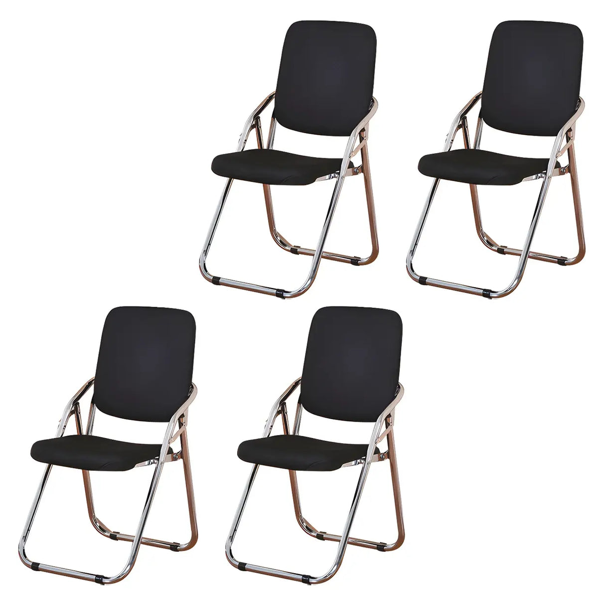 Foldable Metal Dining Side Chair with Silver Leg Image - 18
