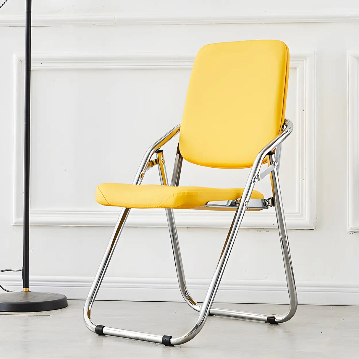 Foldable Metal Dining Side Chair with Silver Leg Image - 19