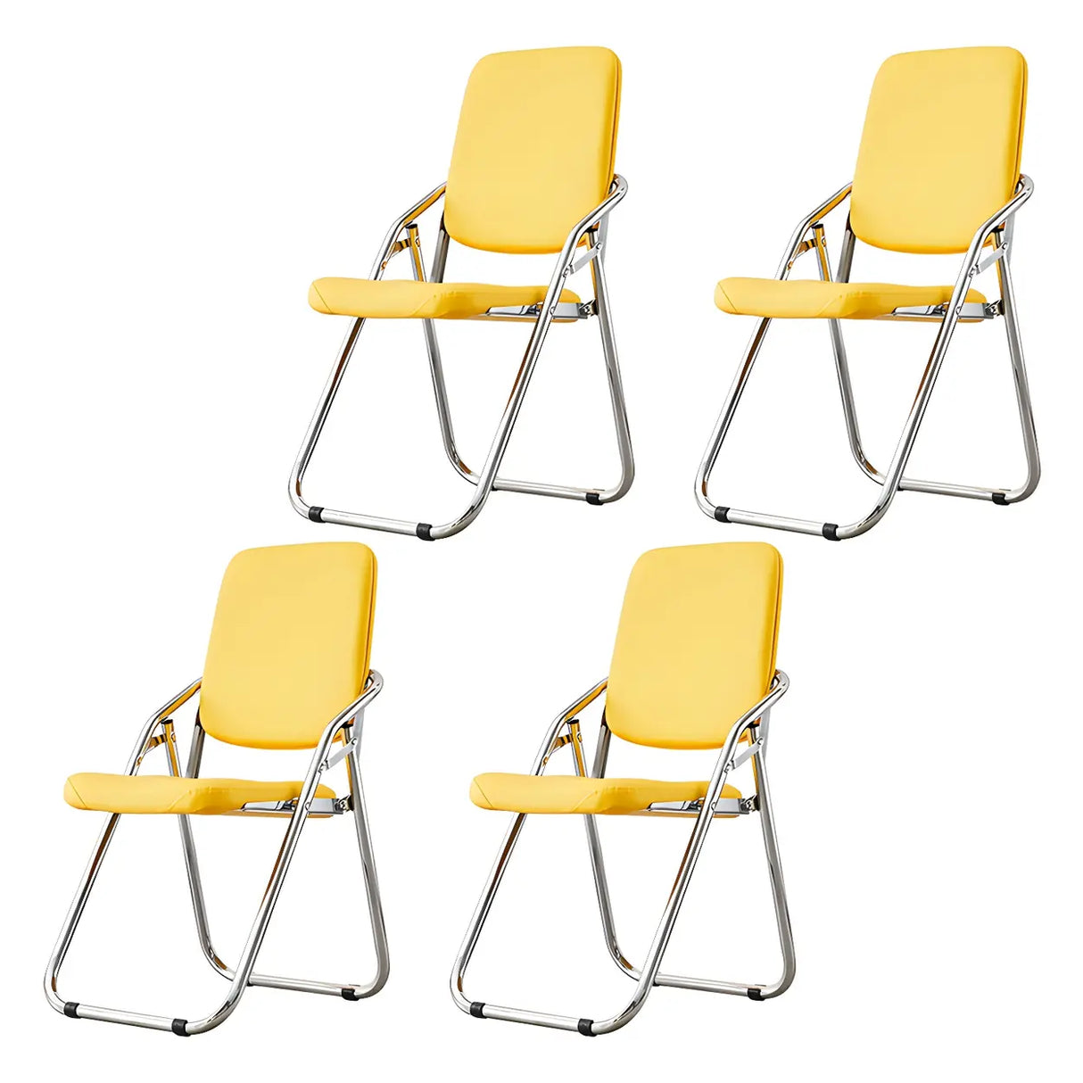 Foldable Metal Dining Side Chair with Silver Leg Image - 24