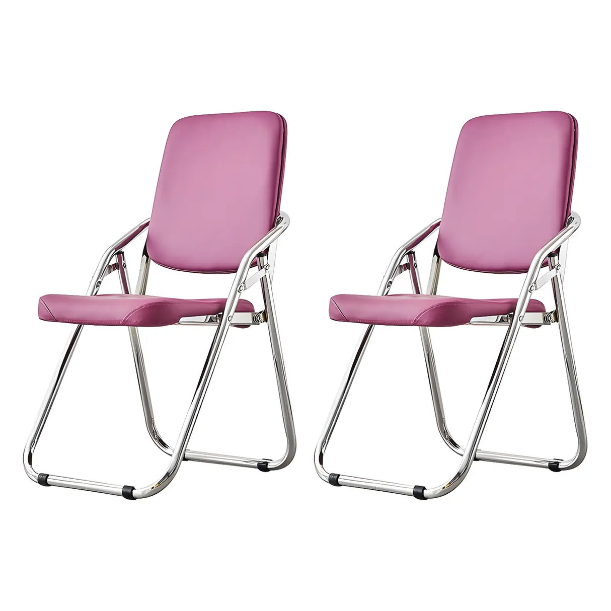 Foldable Metal Dining Side Chair with Silver Leg Image - 26