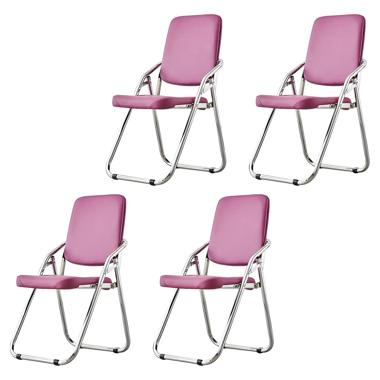 Foldable Metal Dining Side Chair with Silver Leg Image - 27