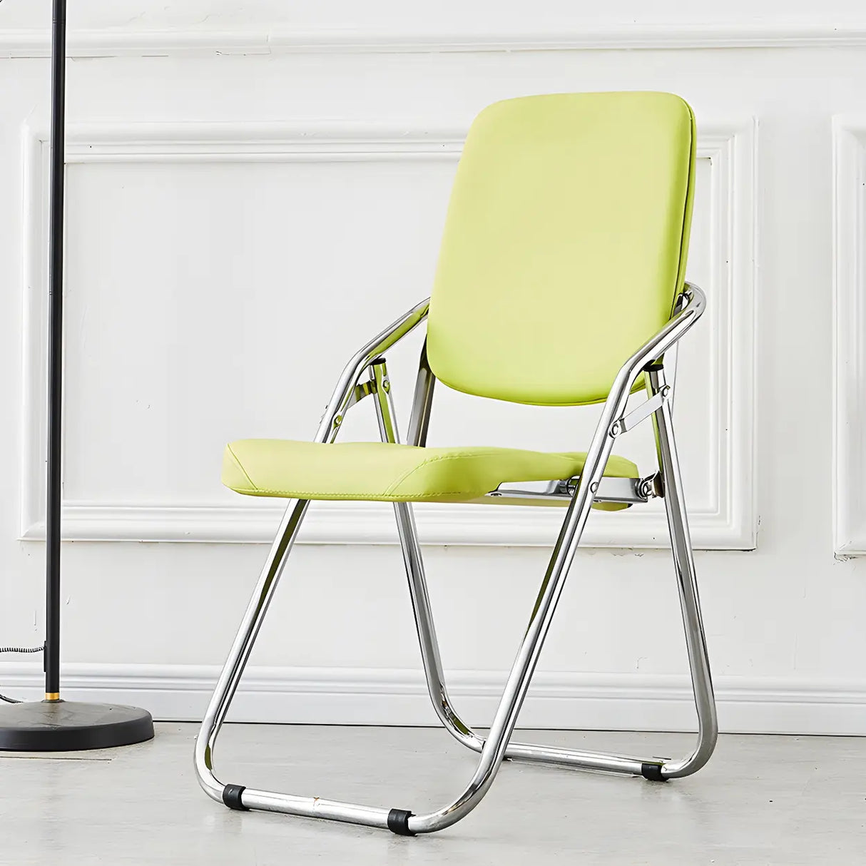 Foldable Metal Dining Side Chair with Silver Leg Image - 28