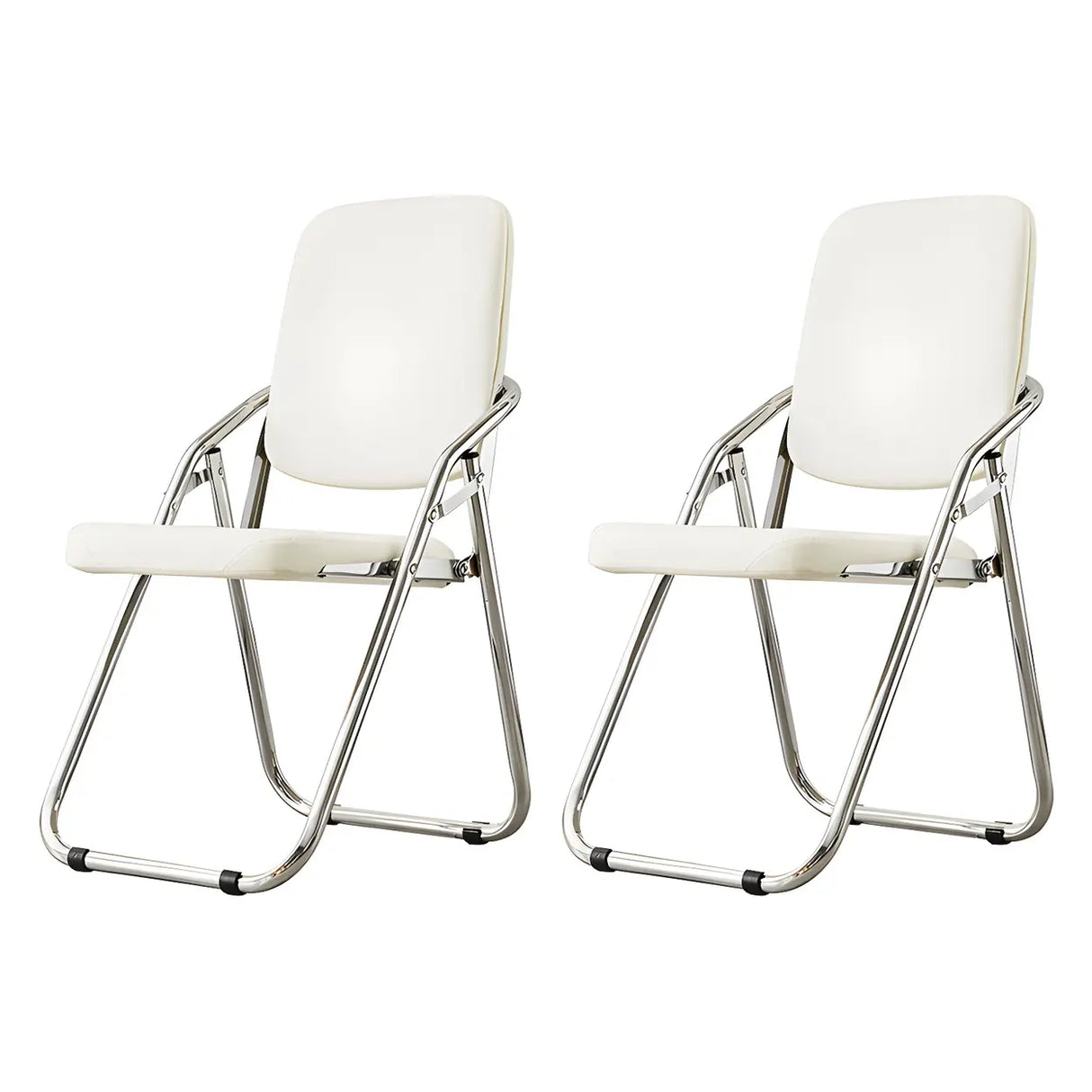 Foldable Metal Dining Side Chair with Silver Leg Image - 3