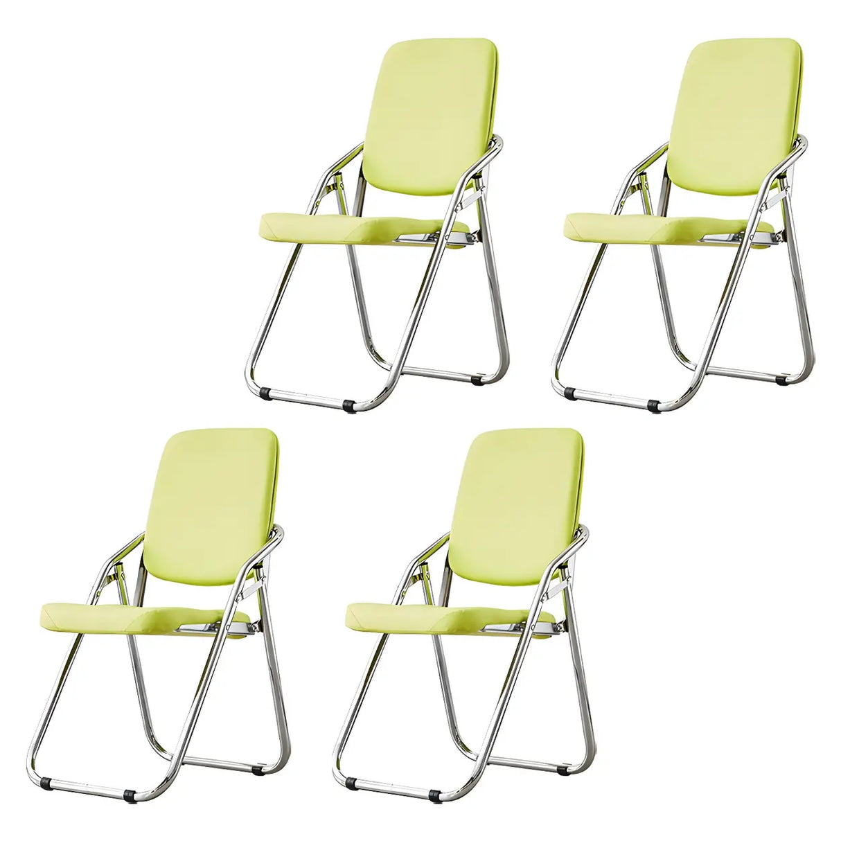 Foldable Metal Dining Side Chair with Silver Leg Image - 30